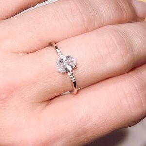 Dainty Silver Diamond Ring